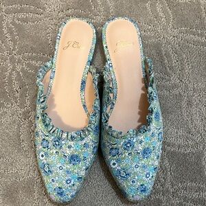 J. Crew Blue Floral Liberty Fabric Mules